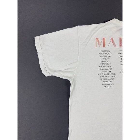 Vintage Y2K Madonna MDNA Tour 2012 White Pop Music Concert Faded White XL Rare - Picture 11 of 16